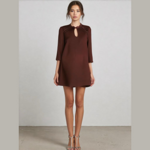 Madison Leigh Lace Cutout Mock Neck Burgundy Wine Mini Dress
